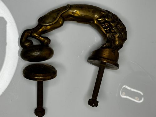 GEORGIAN 18TH CENTURY GILT BRASS LION DOOR ENTRANCE FIXTURE KNOCKER - ADDITIONAL PHOTO 1