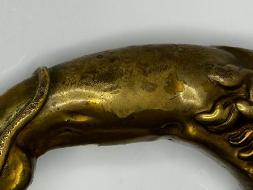 GEORGIAN 18TH CENTURY GILT BRASS LION DOOR ENTRANCE FIXTURE KNOCKER - ADDITIONAL PHOTO 2