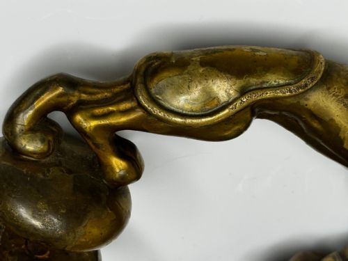 GEORGIAN 18TH CENTURY GILT BRASS LION DOOR ENTRANCE FIXTURE KNOCKER - ADDITIONAL PHOTO 3