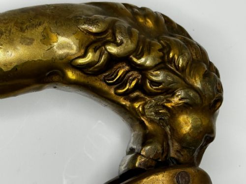 GEORGIAN 18TH CENTURY GILT BRASS LION DOOR ENTRANCE FIXTURE KNOCKER - ADDITIONAL PHOTO 4