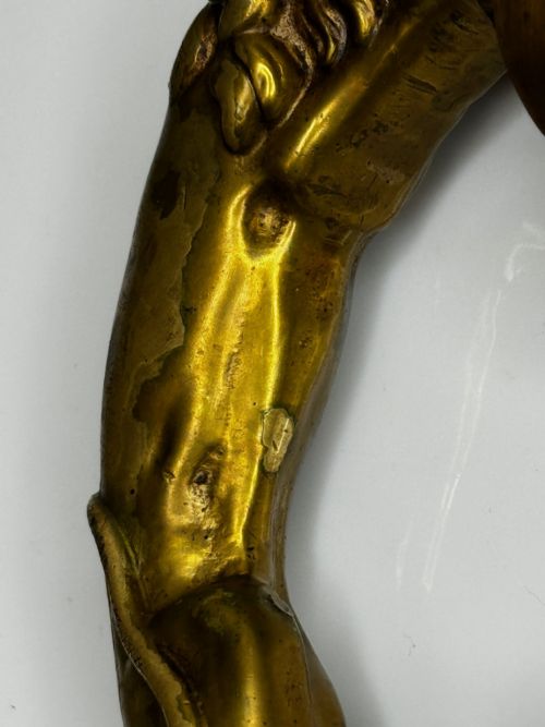 GEORGIAN 18TH CENTURY GILT BRASS LION DOOR ENTRANCE FIXTURE KNOCKER - ADDITIONAL PHOTO 7