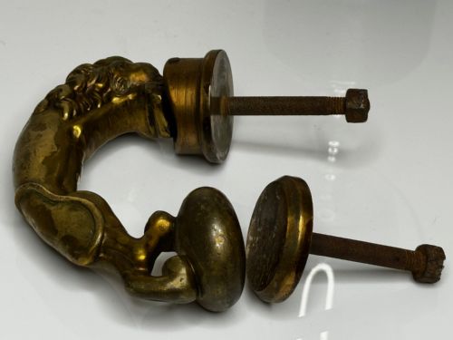 GEORGIAN 18TH CENTURY GILT BRASS LION DOOR ENTRANCE FIXTURE KNOCKER - ADDITIONAL PHOTO 11