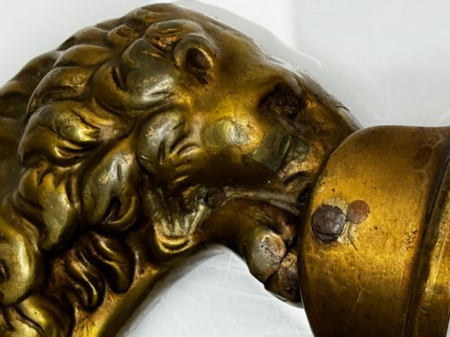 GEORGIAN 18TH CENTURY GILT BRASS LION DOOR ENTRANCE FIXTURE KNOCKER - ADDITIONAL PHOTO 13