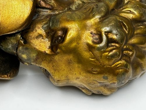 GEORGIAN 18TH CENTURY GILT BRASS LION DOOR ENTRANCE FIXTURE KNOCKER - ADDITIONAL PHOTO 18
