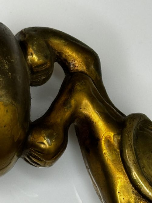 GEORGIAN 18TH CENTURY GILT BRASS LION DOOR ENTRANCE FIXTURE KNOCKER - ADDITIONAL PHOTO 23