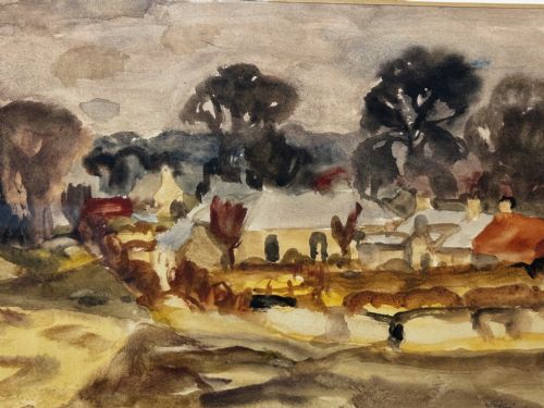 PAINTING LANDSCAPE TEMPLE VILLAGE BY SIR WILLIAM GEORGE GILLIES - ADDITIONAL PHOTO 9