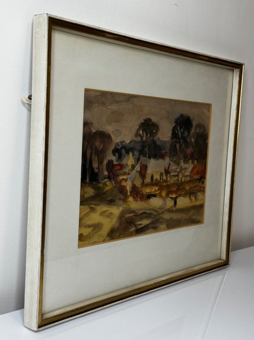PAINTING LANDSCAPE TEMPLE VILLAGE BY SIR WILLIAM GEORGE GILLIES - ADDITIONAL PHOTO 11