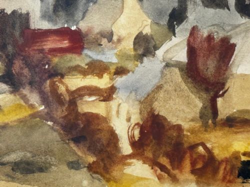 PAINTING LANDSCAPE TEMPLE VILLAGE BY SIR WILLIAM GEORGE GILLIES - ADDITIONAL PHOTO 14