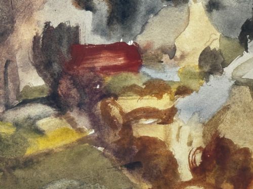 PAINTING LANDSCAPE TEMPLE VILLAGE BY SIR WILLIAM GEORGE GILLIES - ADDITIONAL PHOTO 17
