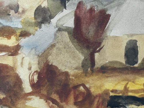 PAINTING LANDSCAPE TEMPLE VILLAGE BY SIR WILLIAM GEORGE GILLIES - ADDITIONAL PHOTO 18