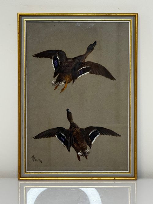 VICTORIAN PAINTING BIRDS TWO DUCKS FLYING AWAY BY THOMAS BLINKS - ADDITIONAL PHOTO 1