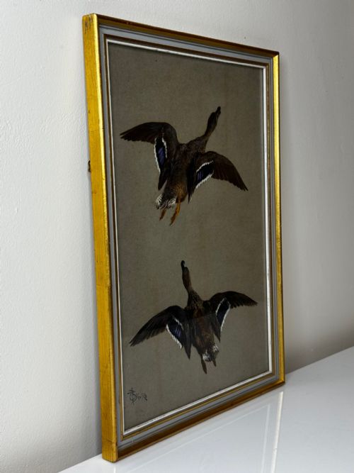 VICTORIAN PAINTING BIRDS TWO DUCKS FLYING AWAY BY THOMAS BLINKS - ADDITIONAL PHOTO 6
