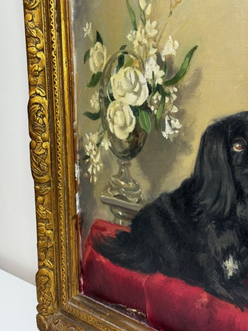 OIL PAINTING PEKINGESE DOG WATCHING BUTTERFLY PAUL DESMOND FITZGERALD - ADDITIONAL PHOTO 2