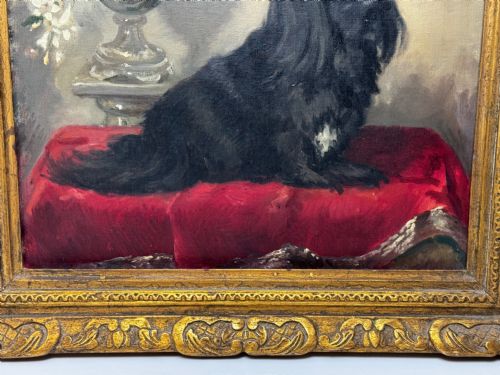 OIL PAINTING PEKINGESE DOG WATCHING BUTTERFLY PAUL DESMOND FITZGERALD - ADDITIONAL PHOTO 5