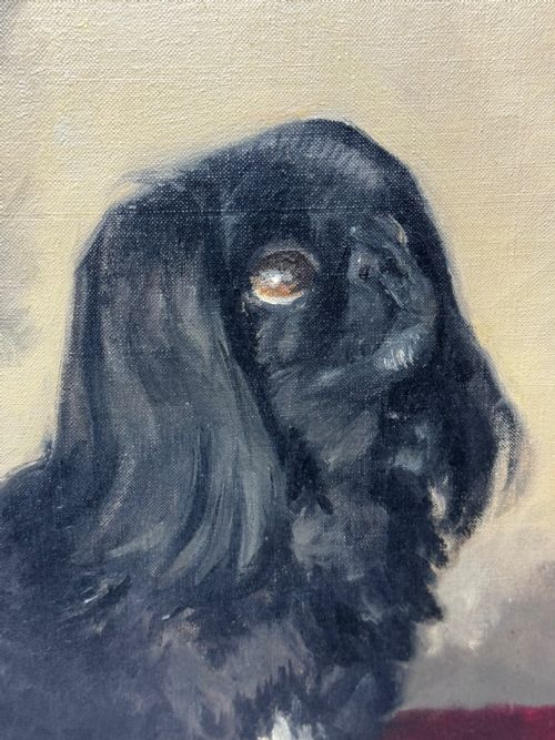 OIL PAINTING PEKINGESE DOG WATCHING BUTTERFLY PAUL DESMOND FITZGERALD - ADDITIONAL PHOTO 12