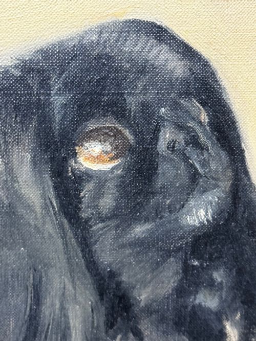 OIL PAINTING PEKINGESE DOG WATCHING BUTTERFLY PAUL DESMOND FITZGERALD - ADDITIONAL PHOTO 13