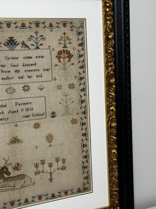 19TH CENTURY TAPESTRY SAMPLER BY RACHEL 1831 OSWESTRY NATIONAL SCHOOL - ADDITIONAL PHOTO 1