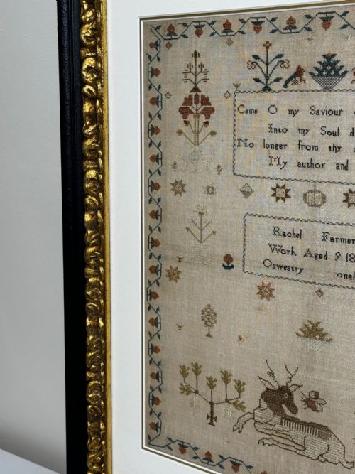 19TH CENTURY TAPESTRY SAMPLER BY RACHEL 1831 OSWESTRY NATIONAL SCHOOL - ADDITIONAL PHOTO 3
