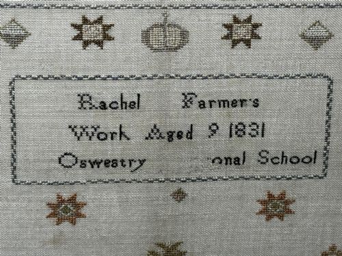 19TH CENTURY TAPESTRY SAMPLER BY RACHEL 1831 OSWESTRY NATIONAL SCHOOL - ADDITIONAL PHOTO 15