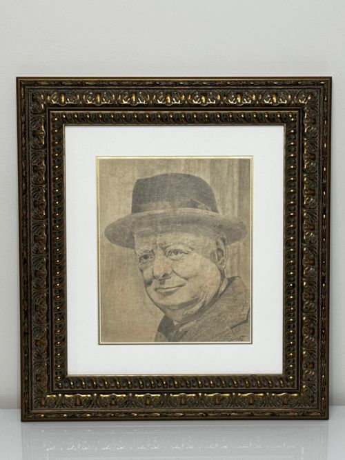 WW2 WARTIME PORTRAIT DRAWING PRIME MINISTER LEONARD WINSTON CHURCHILL - ADDITIONAL PHOTO 1