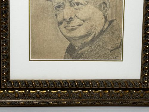 WW2 WARTIME PORTRAIT DRAWING PRIME MINISTER LEONARD WINSTON CHURCHILL - ADDITIONAL PHOTO 5