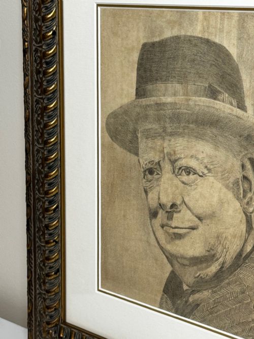 WW2 WARTIME PORTRAIT DRAWING PRIME MINISTER LEONARD WINSTON CHURCHILL - ADDITIONAL PHOTO 6