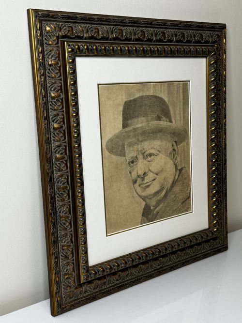 WW2 WARTIME PORTRAIT DRAWING PRIME MINISTER LEONARD WINSTON CHURCHILL - ADDITIONAL PHOTO 8