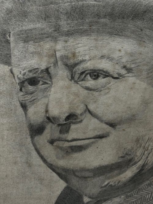 WW2 WARTIME PORTRAIT DRAWING PRIME MINISTER LEONARD WINSTON CHURCHILL - ADDITIONAL PHOTO 16