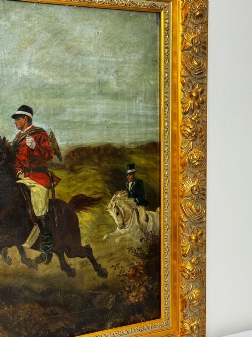 FRENCH HUNTSMAN OIL PAINTING HOT PURSUIT BY GUILLAUME URBAN RGAMEY - ADDITIONAL PHOTO 1