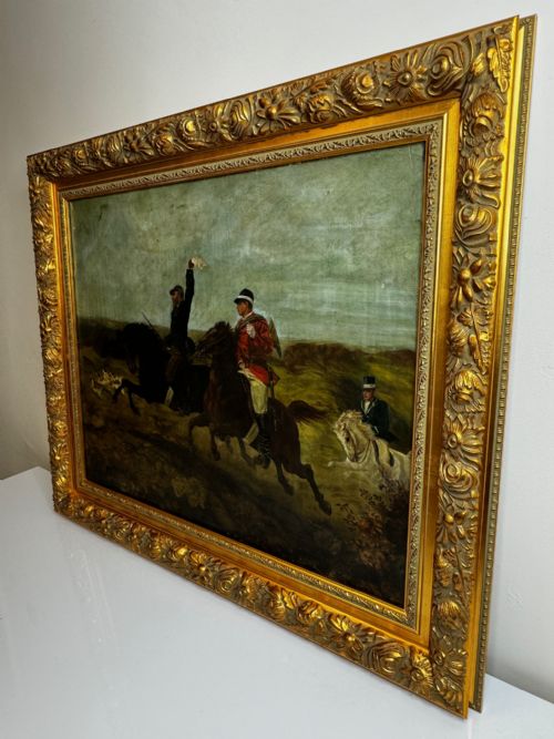 FRENCH HUNTSMAN OIL PAINTING HOT PURSUIT BY GUILLAUME URBAN RGAMEY - ADDITIONAL PHOTO 7