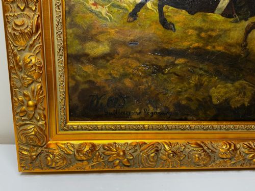 FRENCH HUNTSMAN OIL PAINTING HOT PURSUIT BY GUILLAUME URBAN RGAMEY - ADDITIONAL PHOTO 9