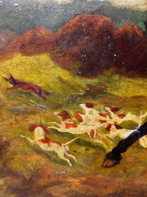 FRENCH HUNTSMAN OIL PAINTING HOT PURSUIT BY GUILLAUME URBAN RGAMEY - ADDITIONAL PHOTO 14