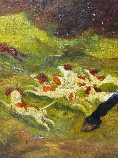 FRENCH HUNTSMAN OIL PAINTING HOT PURSUIT BY GUILLAUME URBAN RGAMEY - ADDITIONAL PHOTO 15