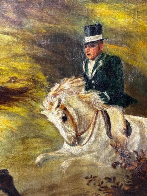 FRENCH HUNTSMAN OIL PAINTING HOT PURSUIT BY GUILLAUME URBAN RGAMEY - ADDITIONAL PHOTO 17