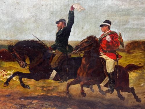 FRENCH HUNTSMAN OIL PAINTING HOT PURSUIT BY GUILLAUME URBAN RGAMEY - ADDITIONAL PHOTO 21