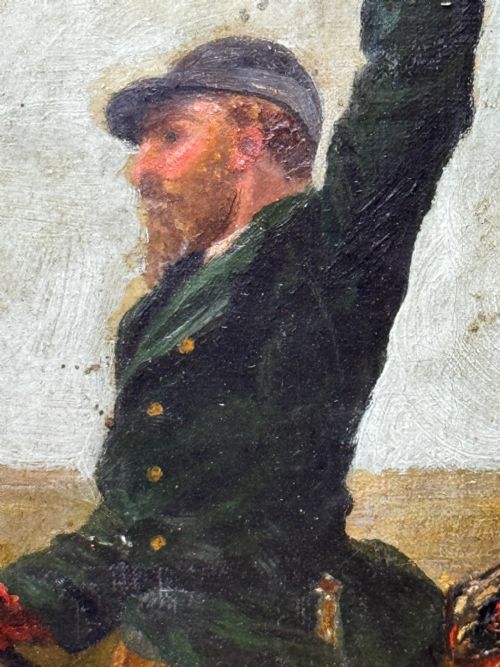 FRENCH HUNTSMAN OIL PAINTING HOT PURSUIT BY GUILLAUME URBAN RGAMEY - ADDITIONAL PHOTO 29