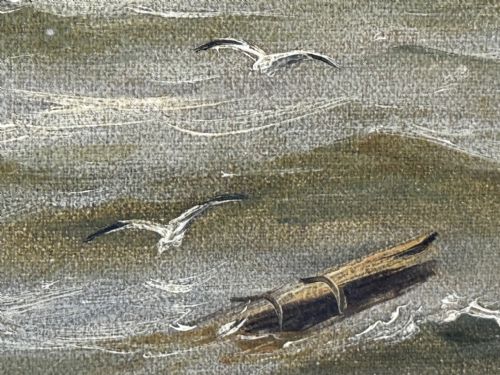 OIL PAINTING ON TYNE GROYNE HERD LIGHTHOUSE BY JOHN DAVISON LIDDELL - ADDITIONAL PHOTO 6