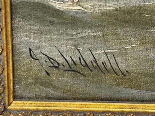OIL PAINTING ON TYNE GROYNE HERD LIGHTHOUSE BY JOHN DAVISON LIDDELL - ADDITIONAL PHOTO 8
