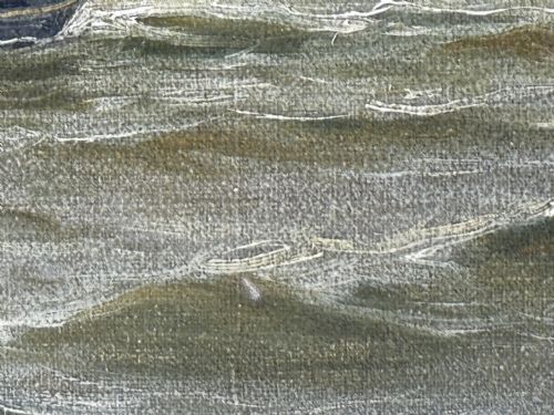 OIL PAINTING ON TYNE GROYNE HERD LIGHTHOUSE BY JOHN DAVISON LIDDELL - ADDITIONAL PHOTO 14