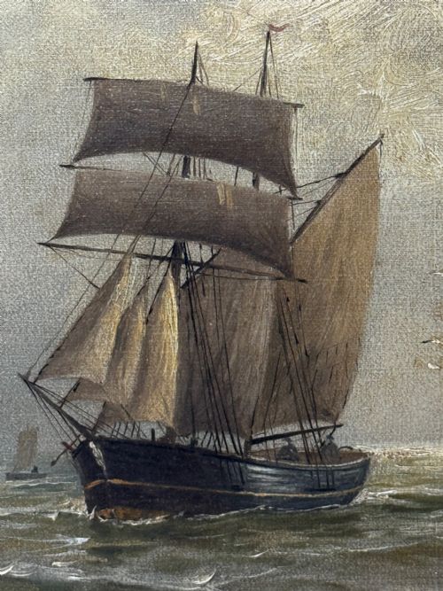 OIL PAINTING ON TYNE GROYNE HERD LIGHTHOUSE BY JOHN DAVISON LIDDELL - ADDITIONAL PHOTO 16