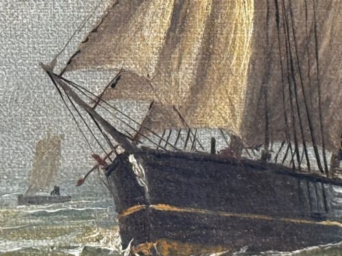 OIL PAINTING ON TYNE GROYNE HERD LIGHTHOUSE BY JOHN DAVISON LIDDELL - ADDITIONAL PHOTO 17