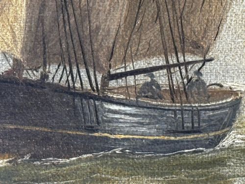 OIL PAINTING ON TYNE GROYNE HERD LIGHTHOUSE BY JOHN DAVISON LIDDELL - ADDITIONAL PHOTO 18