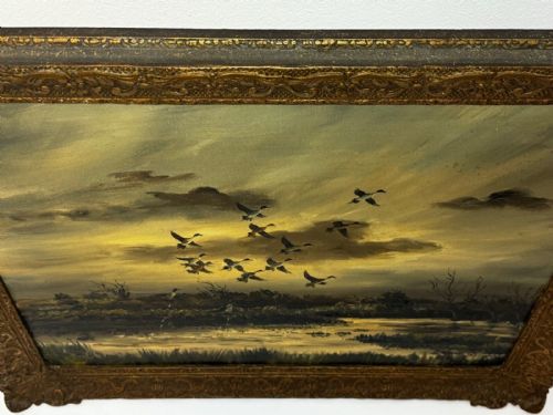 OIL PAINTING CANADIAN DUCKS PINTAILS FLUSHED OUT DUCK DUCK GO - ADDITIONAL PHOTO 4