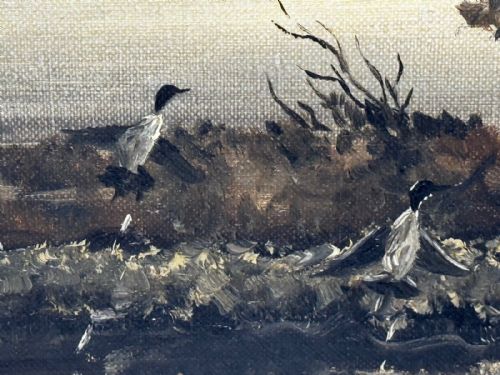 OIL PAINTING CANADIAN DUCKS PINTAILS FLUSHED OUT DUCK DUCK GO - ADDITIONAL PHOTO 8