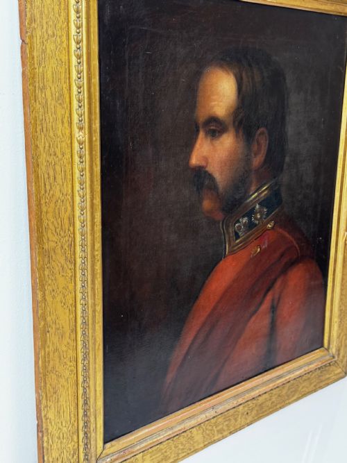 VICTORIAN OIL PAINTING PORTRAIT RED COAT OFFICER LIEUTENANT COLONEL - ADDITIONAL PHOTO 8