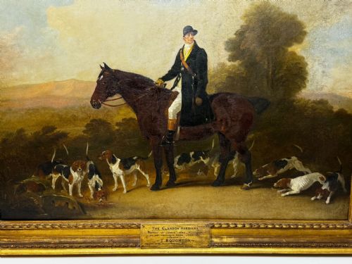 OIL PAINTING THE CLANDON HARRIERS HUNT JOHN IMMS OF RINGMER - ADDITIONAL PHOTO 2