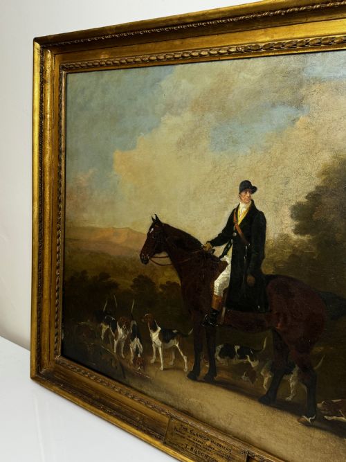 OIL PAINTING THE CLANDON HARRIERS HUNT JOHN IMMS OF RINGMER - ADDITIONAL PHOTO 3