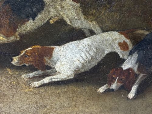 OIL PAINTING THE CLANDON HARRIERS HUNT JOHN IMMS OF RINGMER - ADDITIONAL PHOTO 13