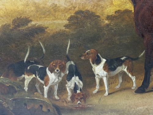 OIL PAINTING THE CLANDON HARRIERS HUNT JOHN IMMS OF RINGMER - ADDITIONAL PHOTO 19