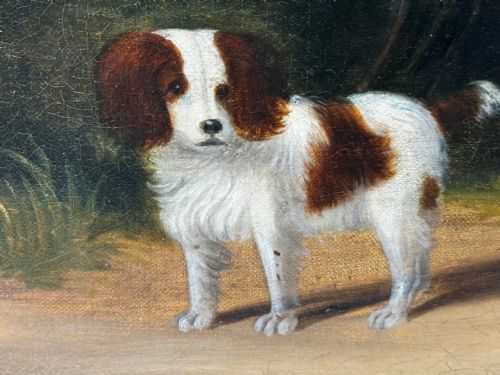 HUNTING PARTY OIL PAINTING LORD WITH PURDEY IN GREY TOP HAT DOGS - ADDITIONAL PHOTO 14